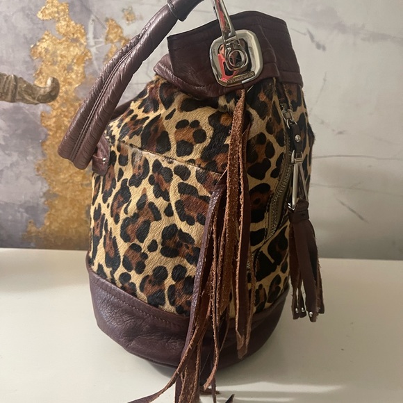Genuine cowhide & leather leopard handbag - Picture 5 of 5